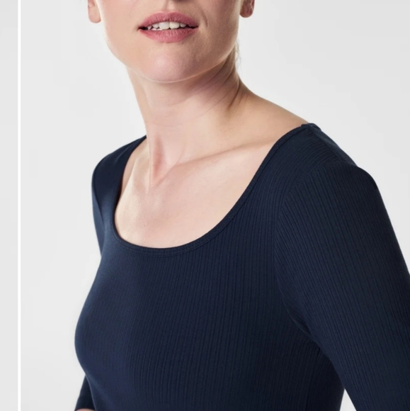 SPANX Stretch Rib Long-Sleeve Top Midnight Blue Size Small - Picture 4 of 15
